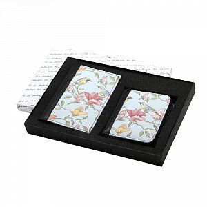 Набор в подарочной коробке из коллекции "весна": мини-кошелек на молнии, обложка для паспорта с карманом для купюр